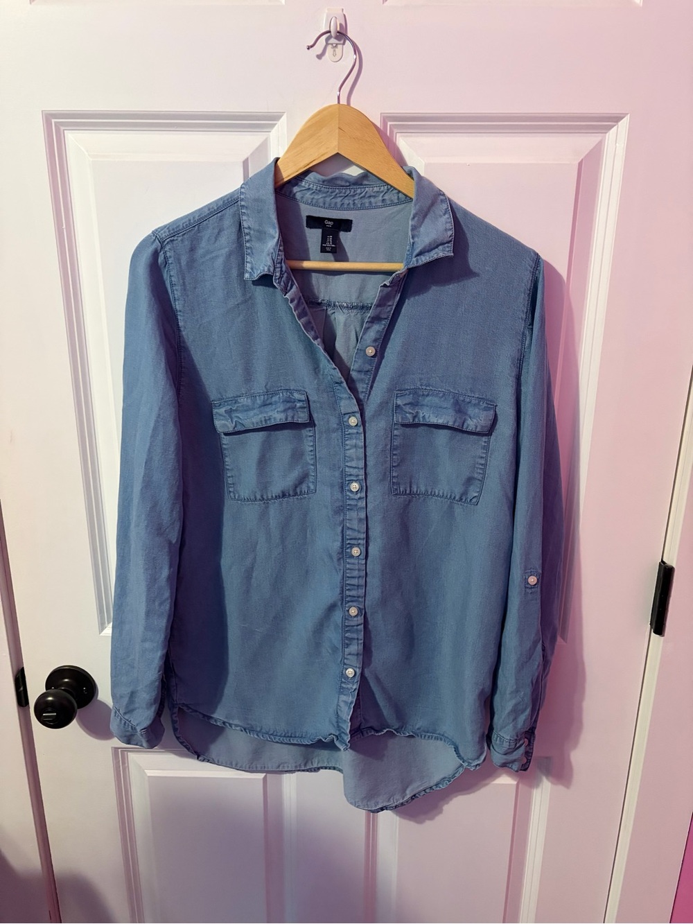 GAP Light Blue Button-Front Shirt 100% Natural Fiber